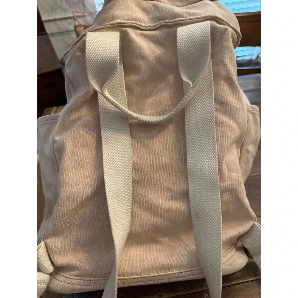 Birdling Canvas Backpack Blush Pink Seersucker Lining Travel Diaper Bag